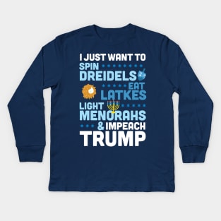 Hanukkah Anti Trump Funny Impeach Trump Chanukah Kids Long Sleeve T-Shirt